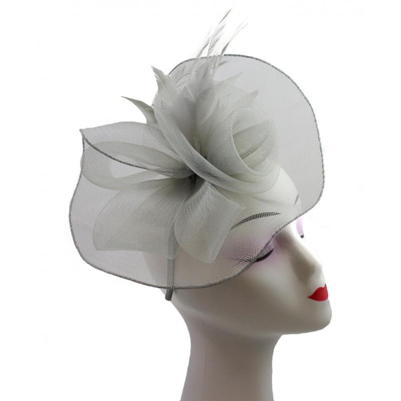 FT9009-031 Rose Fascinator with Feathers