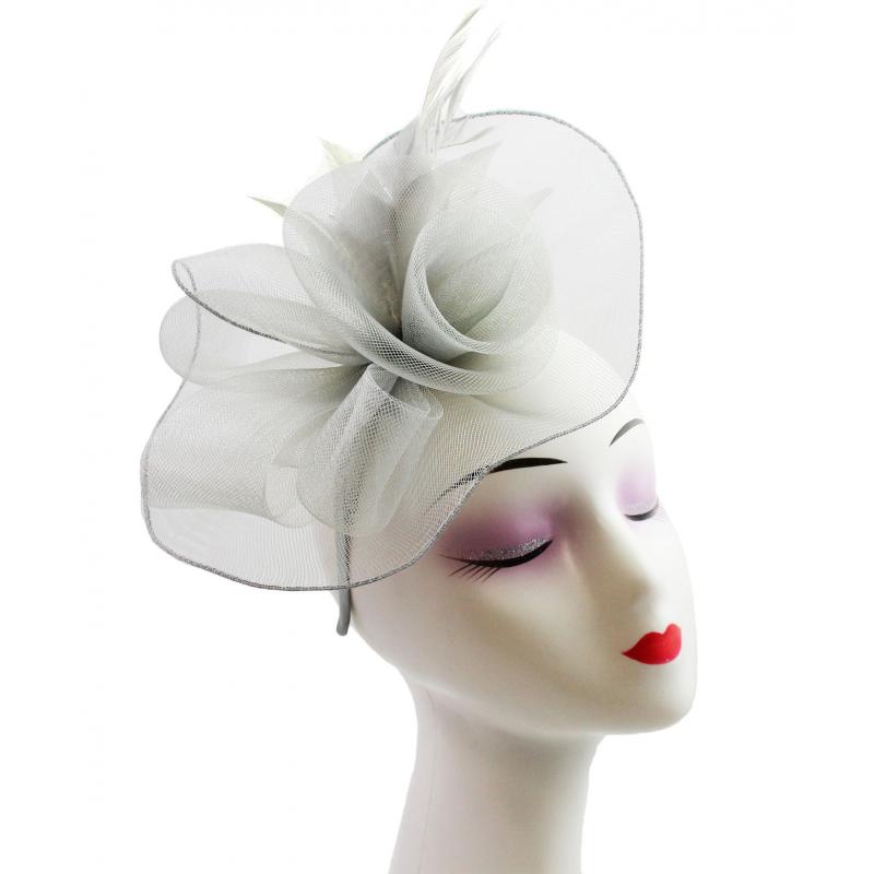 FT9009-031 Rose Fascinator with Feathers