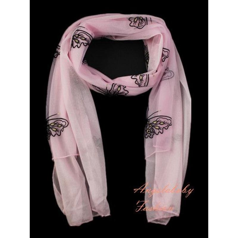 MZY146-41 Varicoloured Detailed Butterfly Print Scarf