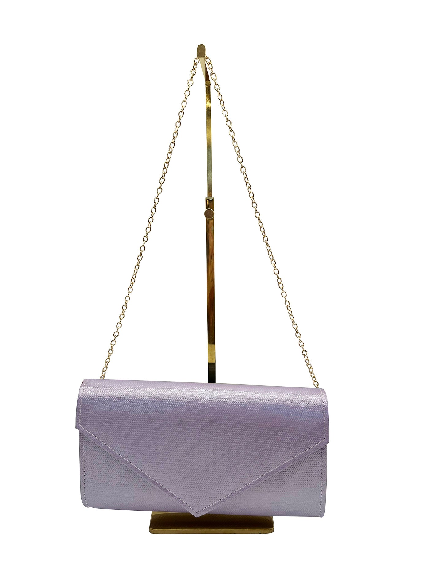 CB24160-006 Plain Envelope Style Clutch Bag with Long Shoulder Chain