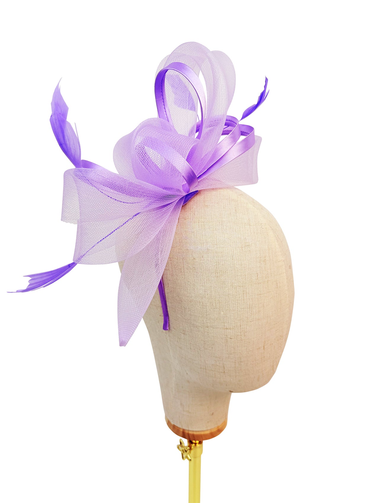 FT4075 Fascinator with Satin Loops and Feathers