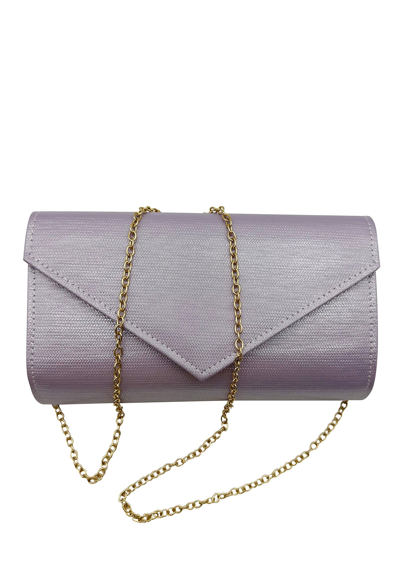 CB24160-006 Plain Envelope Style Clutch Bag with Long Shoulder Chain