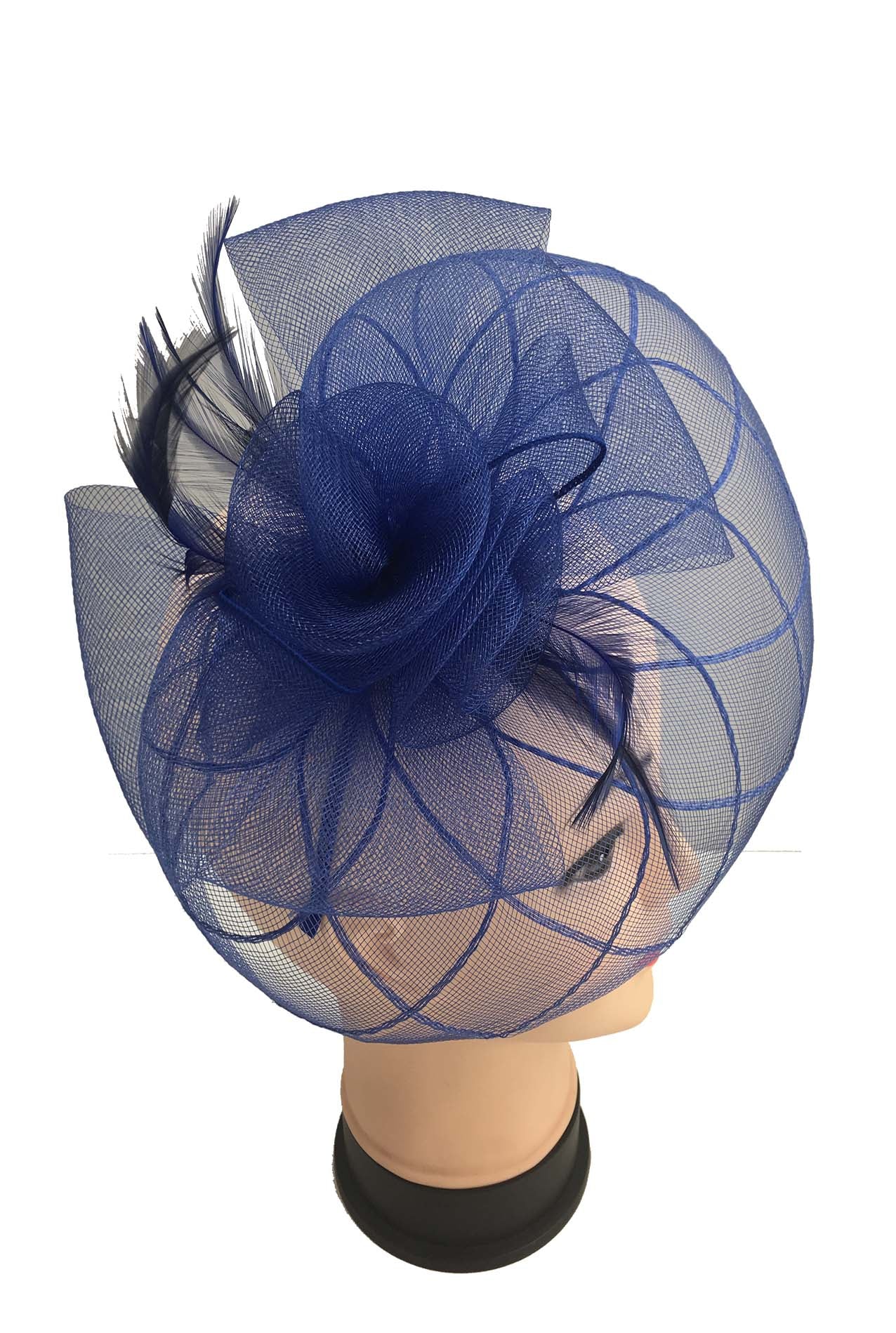 MX1709-6 Gauze Bow Tie Flower Fascinator with a Veil and Feathers