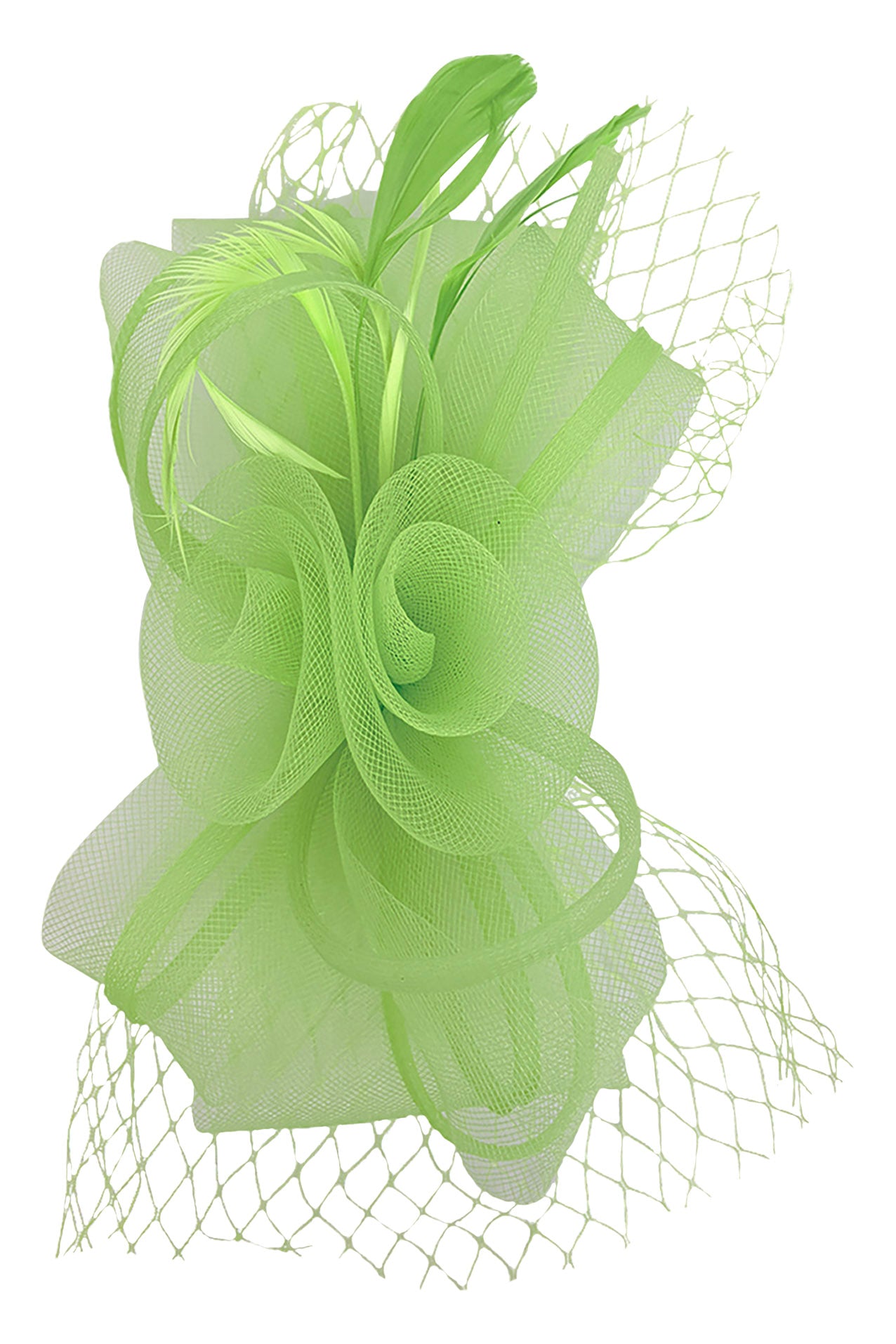 MX1748-3 Double Flower Gauze Fascinator with A Butterfly Bow and Feathers