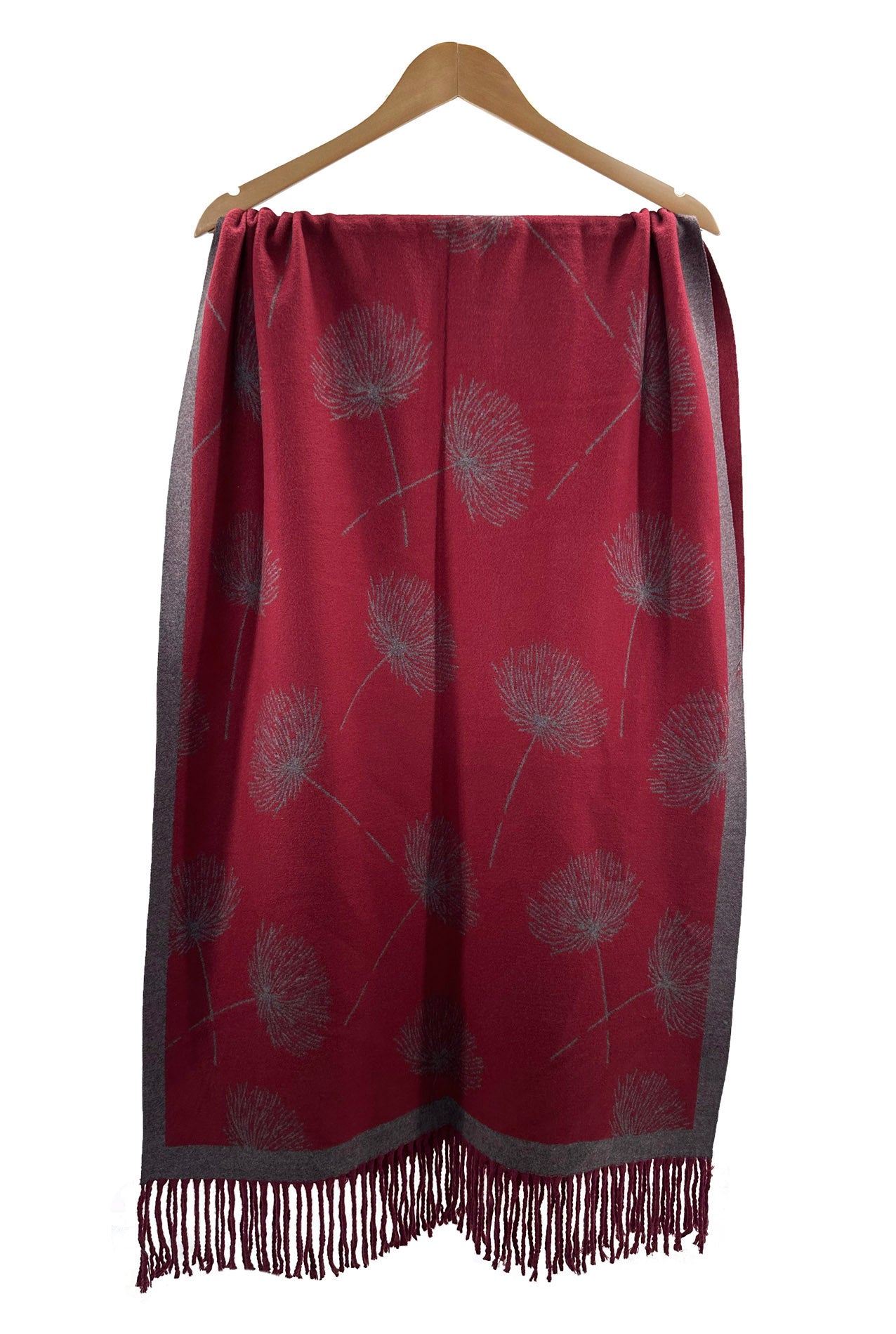 SF23195-909 Dandelion Flower Print Cotton Blend Scarf with Tassels