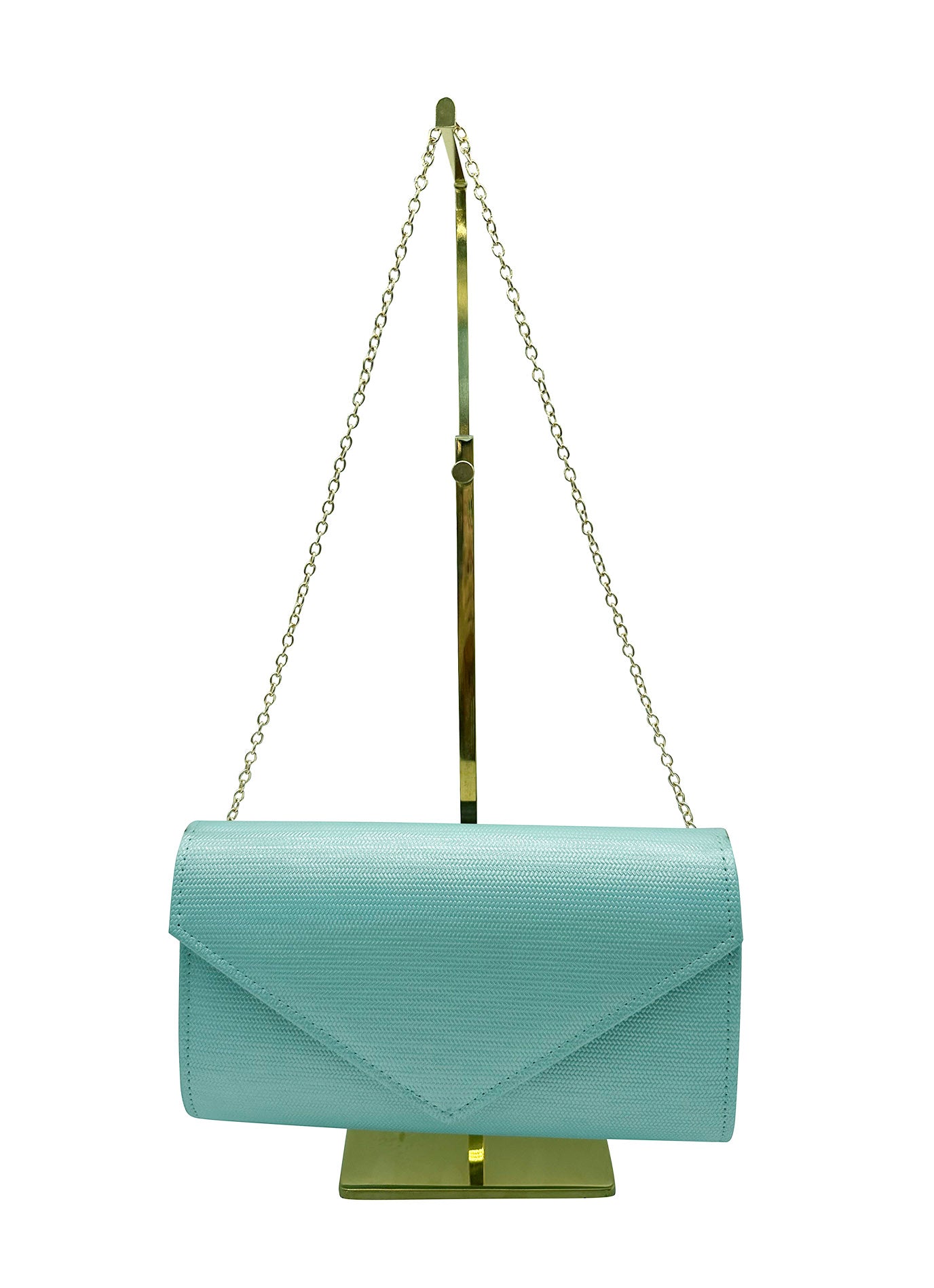 CB24160-006 Plain Envelope Style Clutch Bag with Long Shoulder Chain