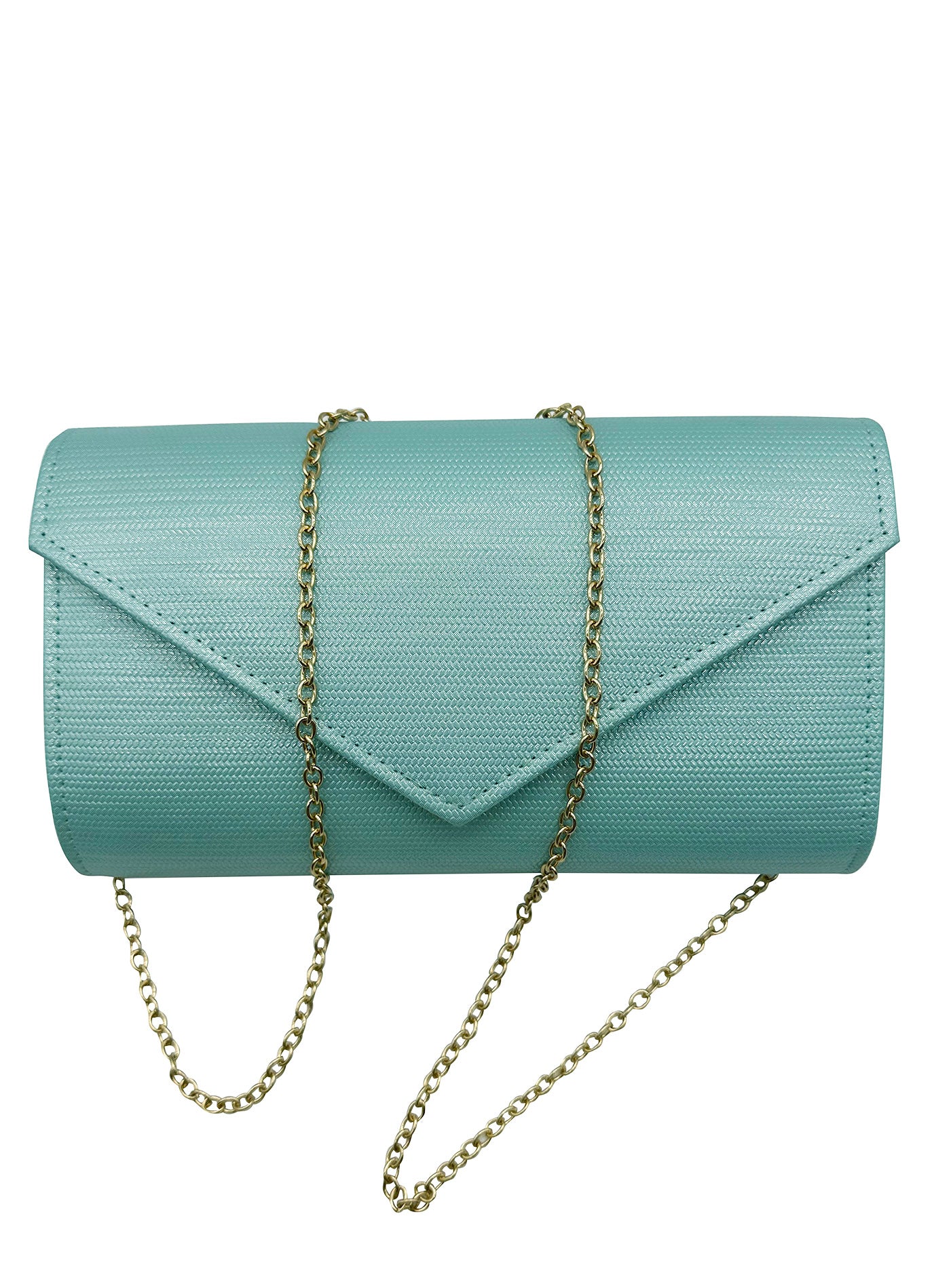 CB24160-006 Plain Envelope Style Clutch Bag with Long Shoulder Chain