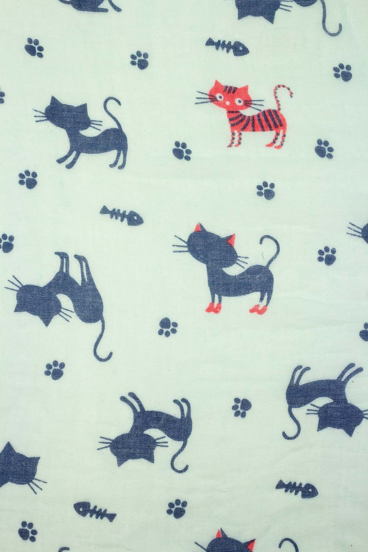 AB1652-18 Small Cat Pattern Viscose Scarf