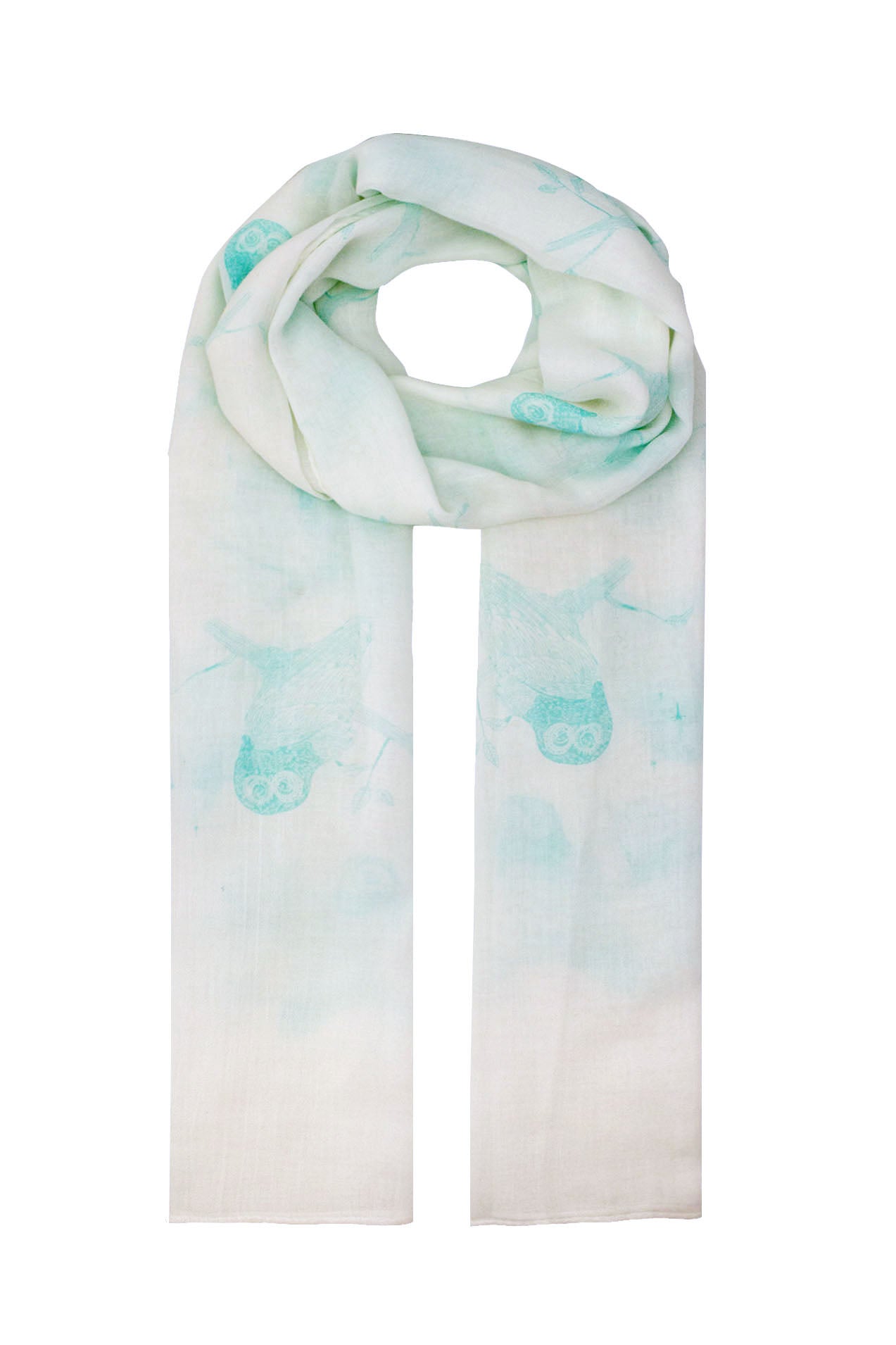 JD1564-1 Large Owl Printed Cotton Scarf