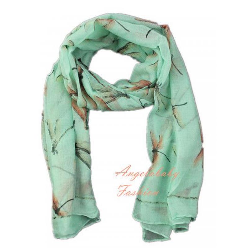 HR1555-23 Multicolour Dragonfly Pattern scarf