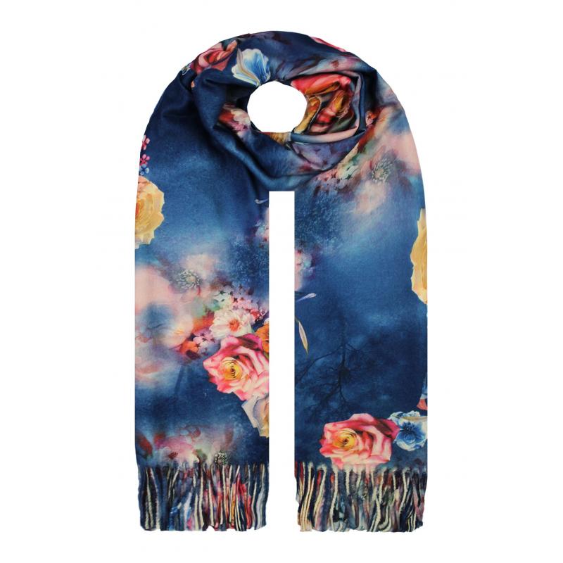 SF19138-134 Vibrant Florals Print Scarf with Tassels