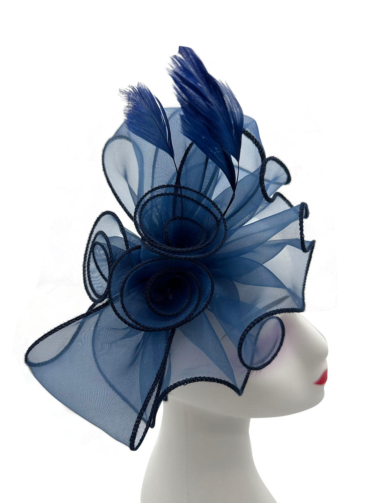 FT3090 Rose Bouquet with Big Bow & Feather Fascinator