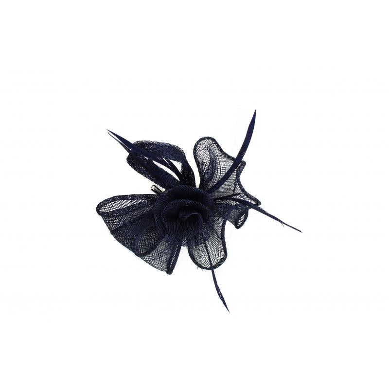 FT9085-032 Sinamay Flower Fascinator with Curled Feather