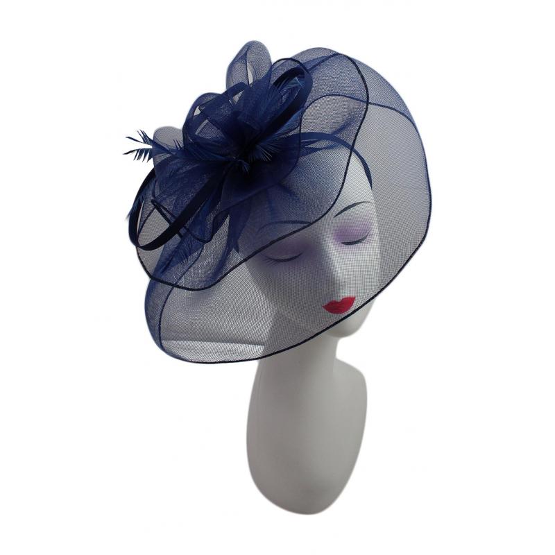 FT9013-025 Large Floral Double Layers Fascinators with Feather