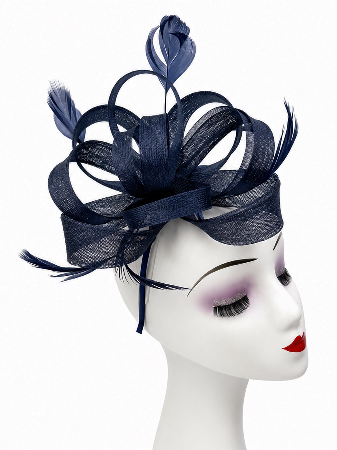 FT60750 Loopy Fascinator with Feathers Detailing
