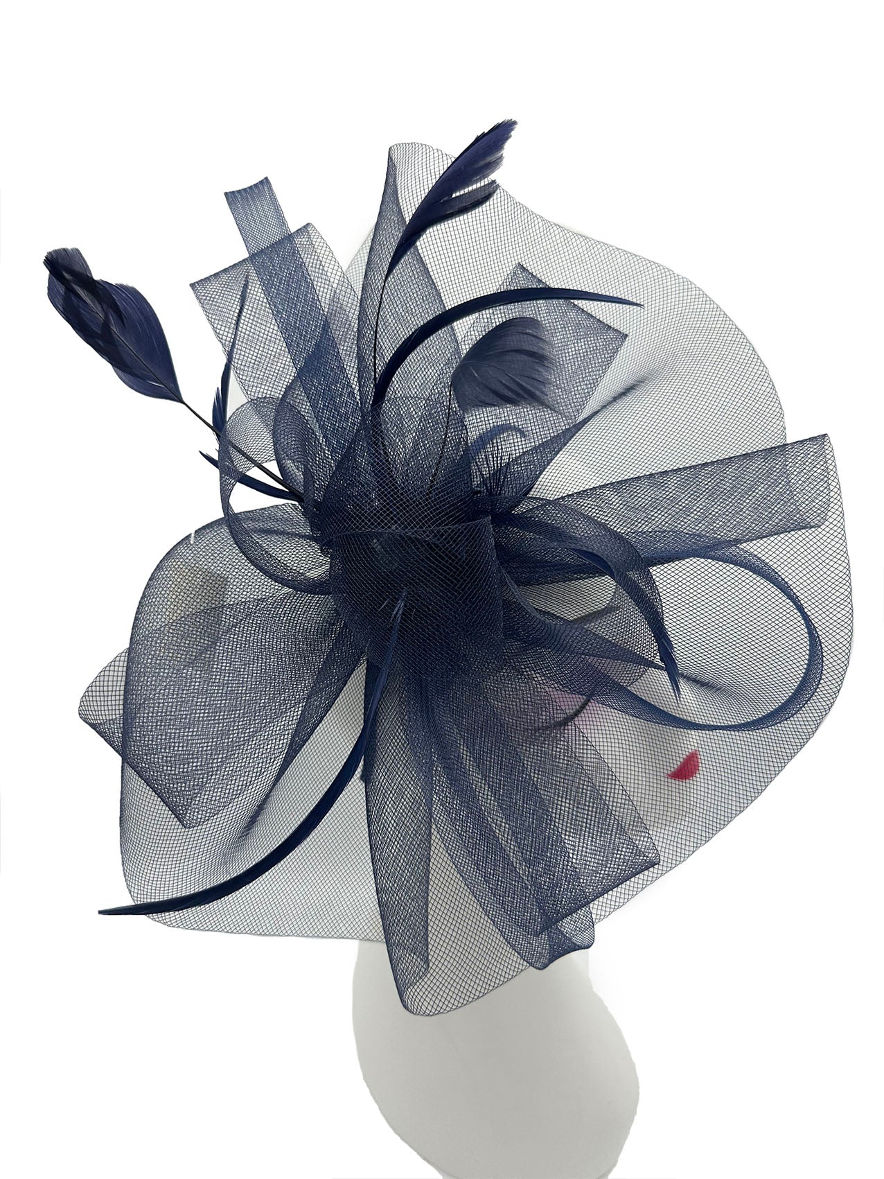 FT3900 Layered Mesh Net Floral Fascinator with Popping Feather