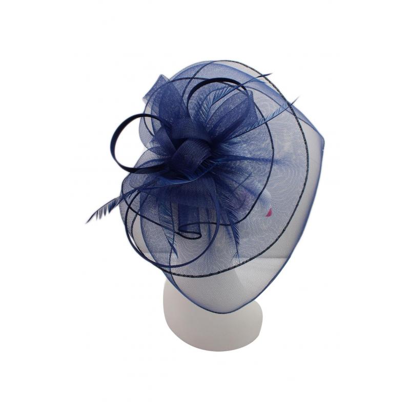 FT9013-025 Large Floral Double Layers Fascinators with Feather