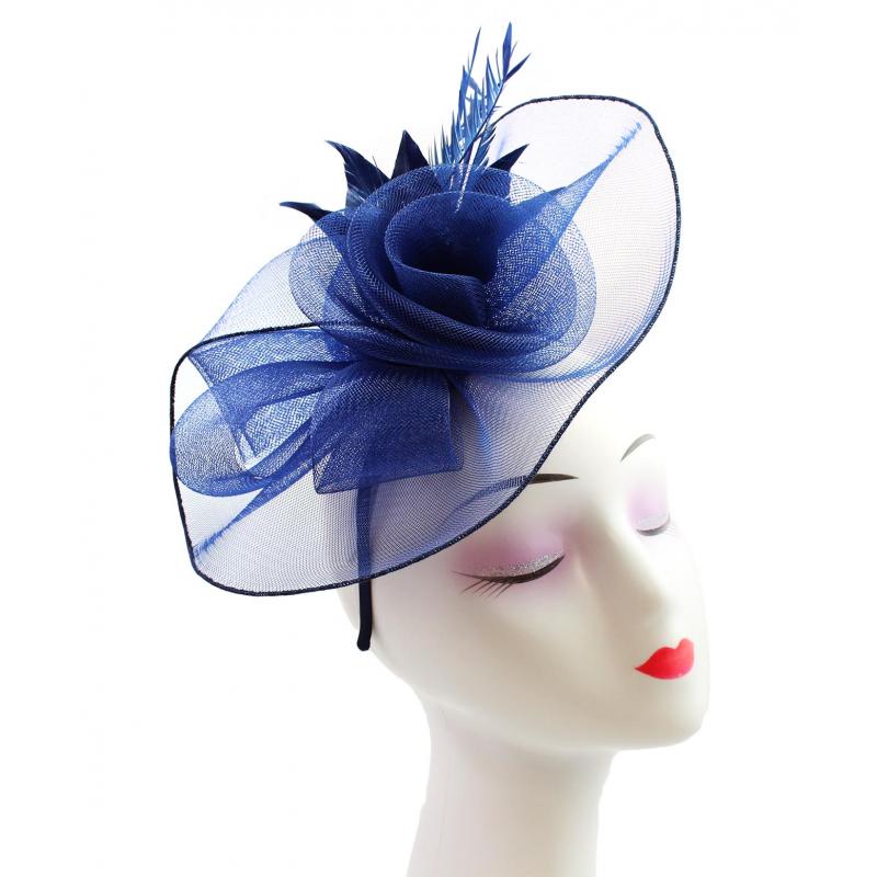 FT9009-031 Rose Fascinator with Feathers