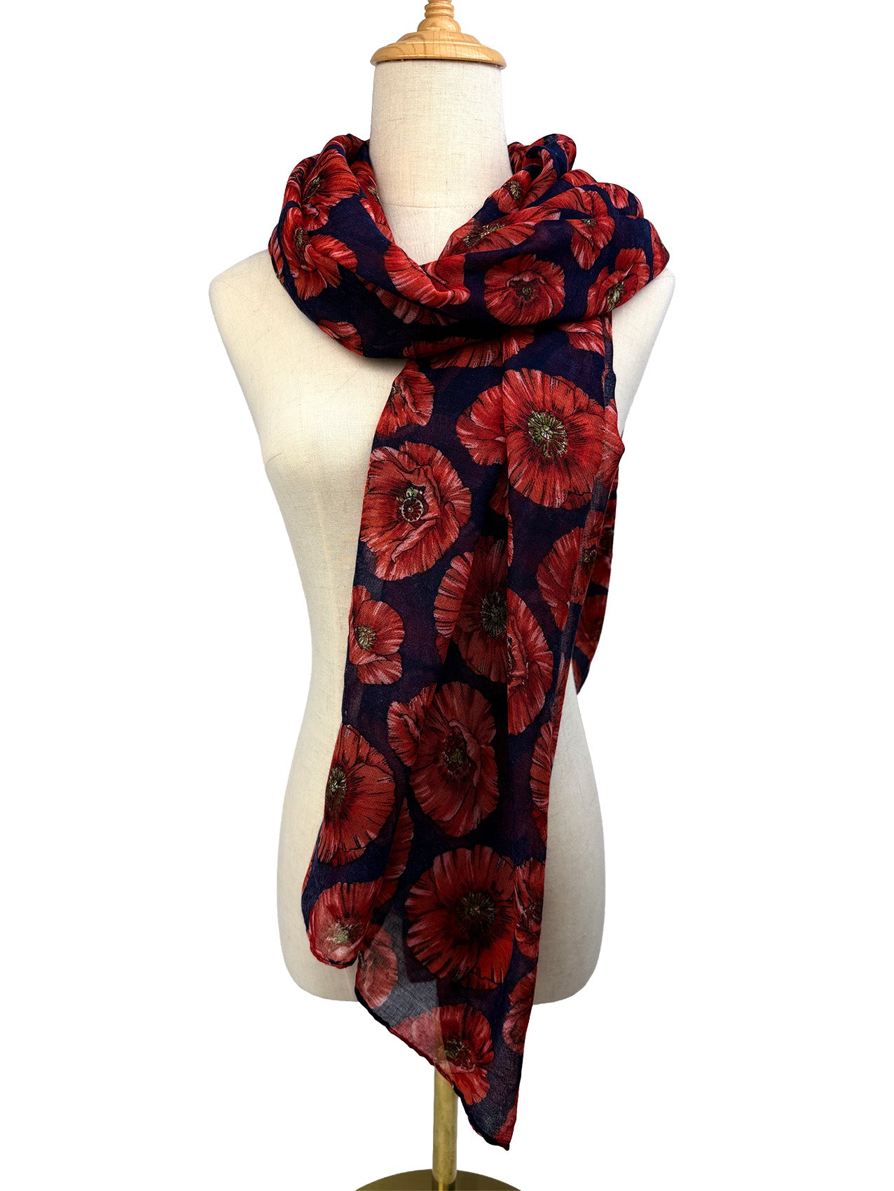 SF2668-398 Red Poppy Print Scarf
