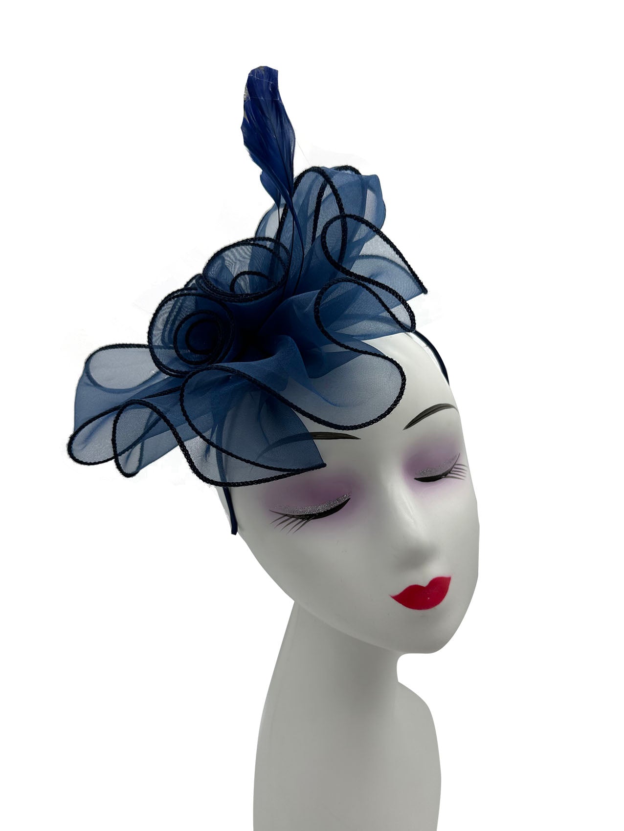 FT3090 Rose Bouquet with Big Bow & Feather Fascinator