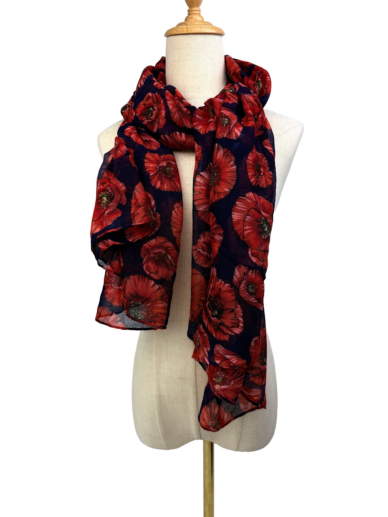 SF2668-398 Red Poppy Print Scarf