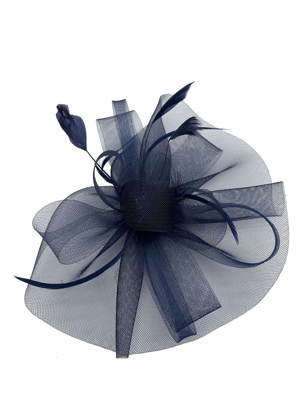 FT3900 Layered Mesh Net Floral Fascinator with Popping Feather