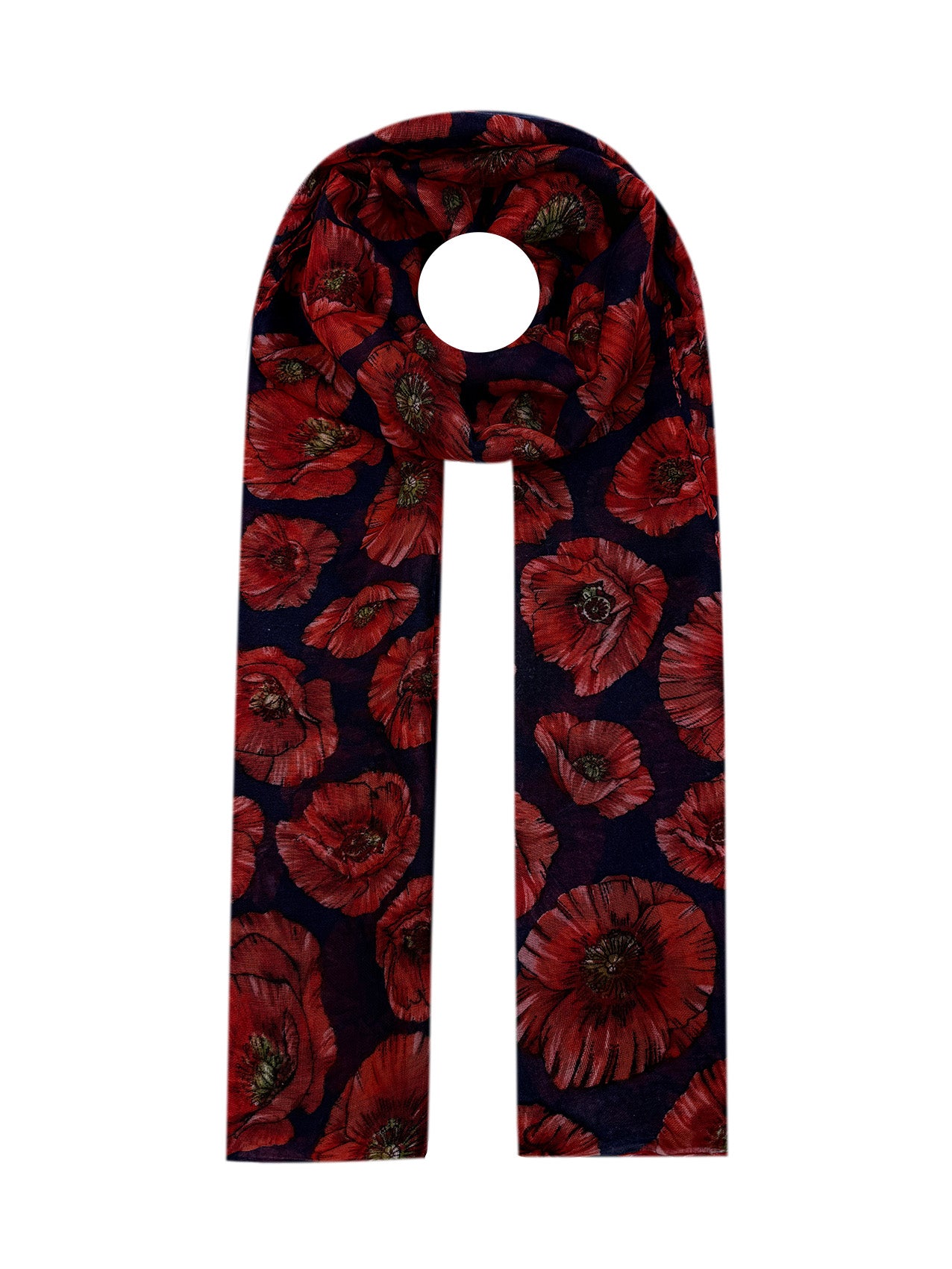SF2668-398 Red Poppy Print Scarf