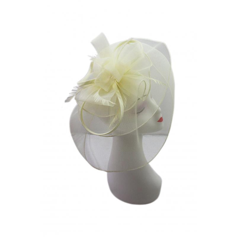 FT9013-025 Large Floral Double Layers Fascinators with Feather