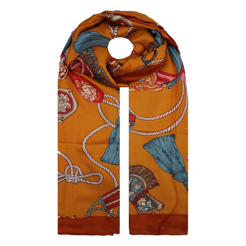 SF19120-135 Coloured Scarf with Chains and Strings Pattern