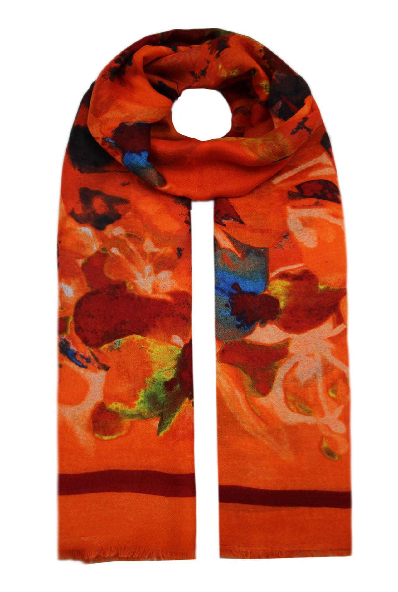 SF1990-88 Floral Viscose Scarf with Vibrant Flower Pattern