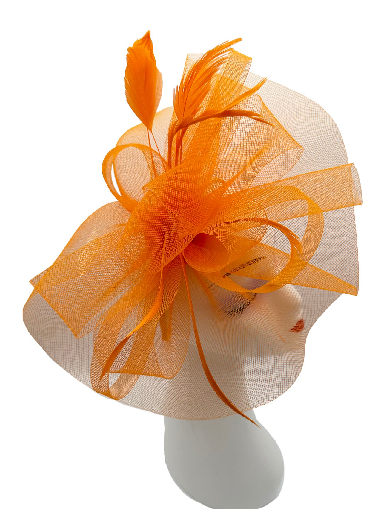 FT3900 Layered Mesh Net Floral Fascinator with Popping Feather