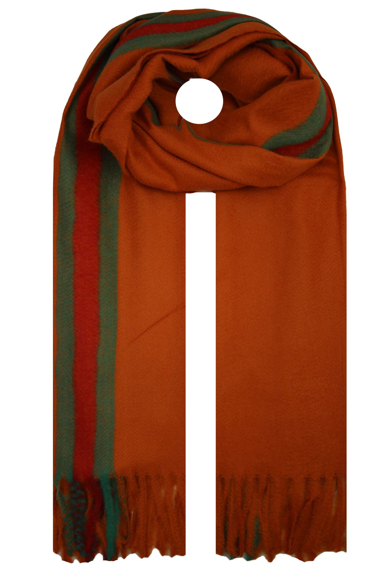 SF19122-082 Bright Wool Blend Scarf with Striped Print