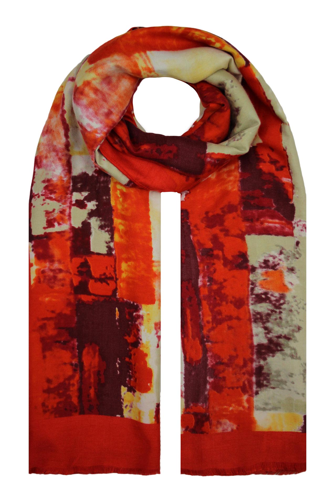 SF19130-95 Abstract Patterned Cashmere Blend Scarf