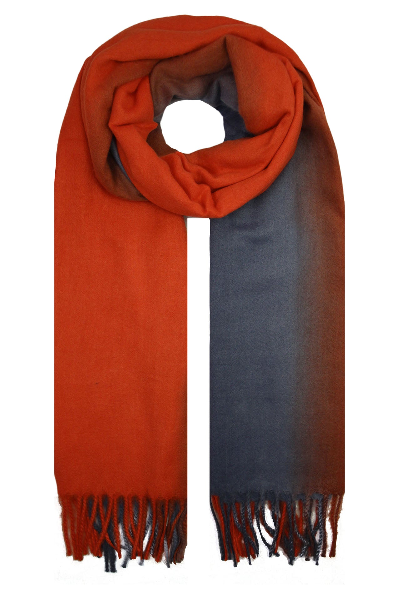 SF19128-81 Dual Colour Wool Blend Scarf with Tassels