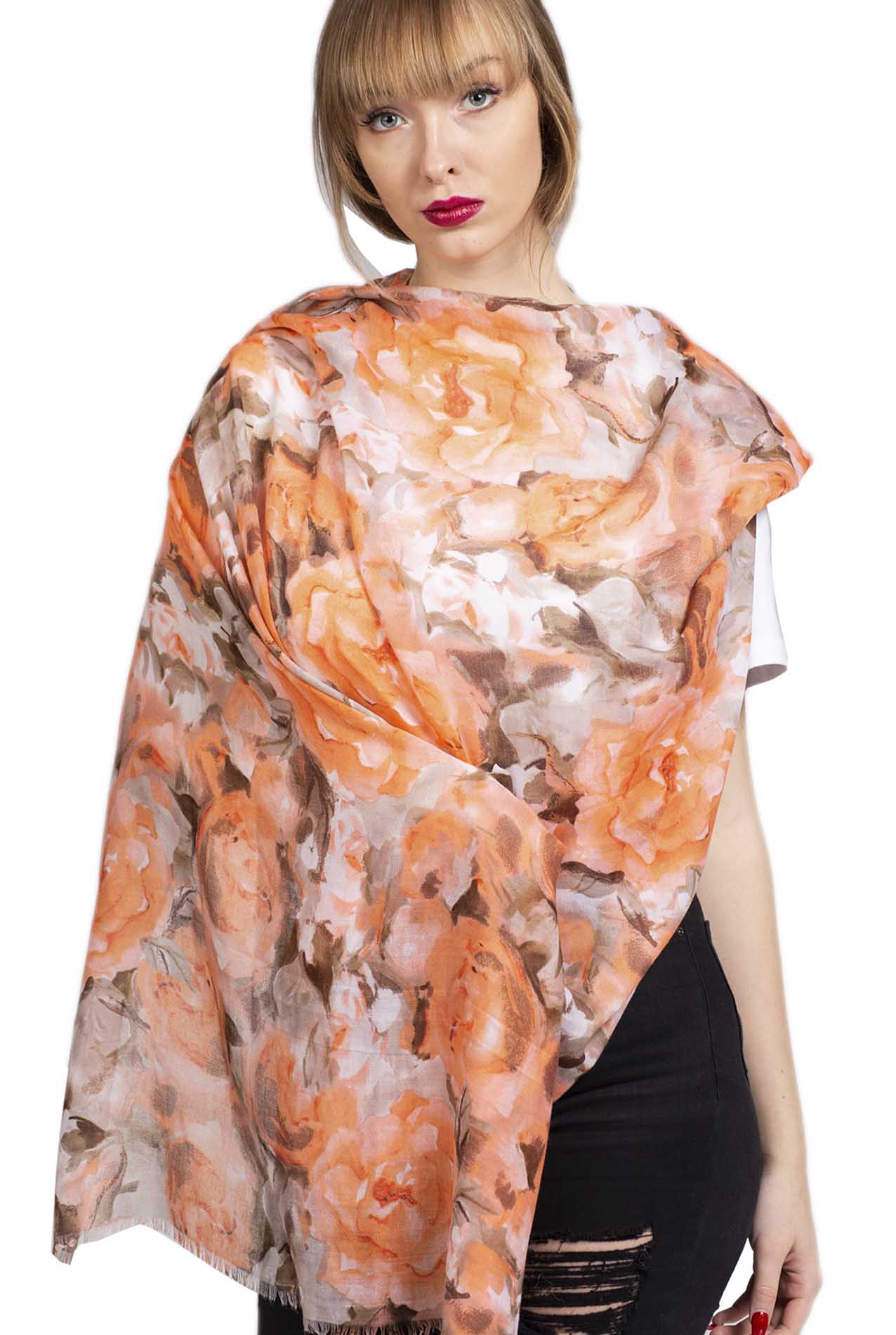 SF1995-045 Soft Printed Scarf with Roses