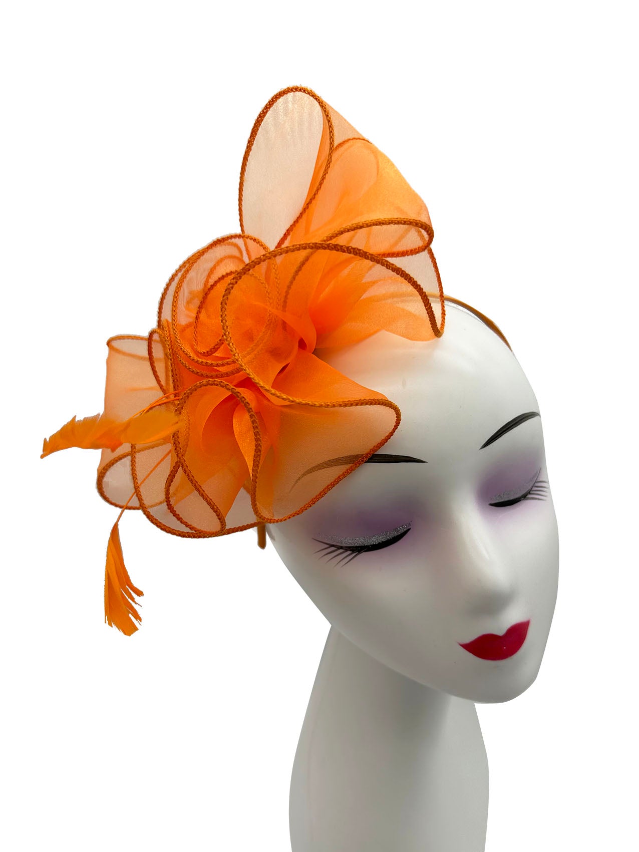 FT3090 Rose Bouquet with Big Bow & Feather Fascinator