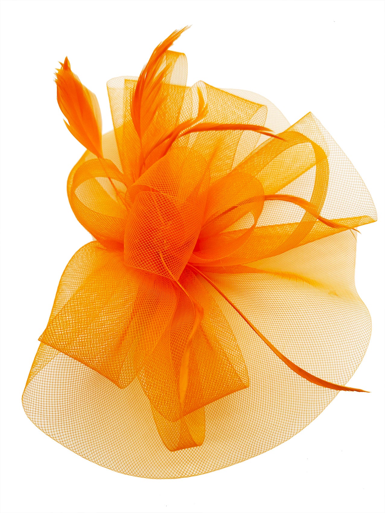 FT3900 Layered Mesh Net Floral Fascinator with Popping Feather