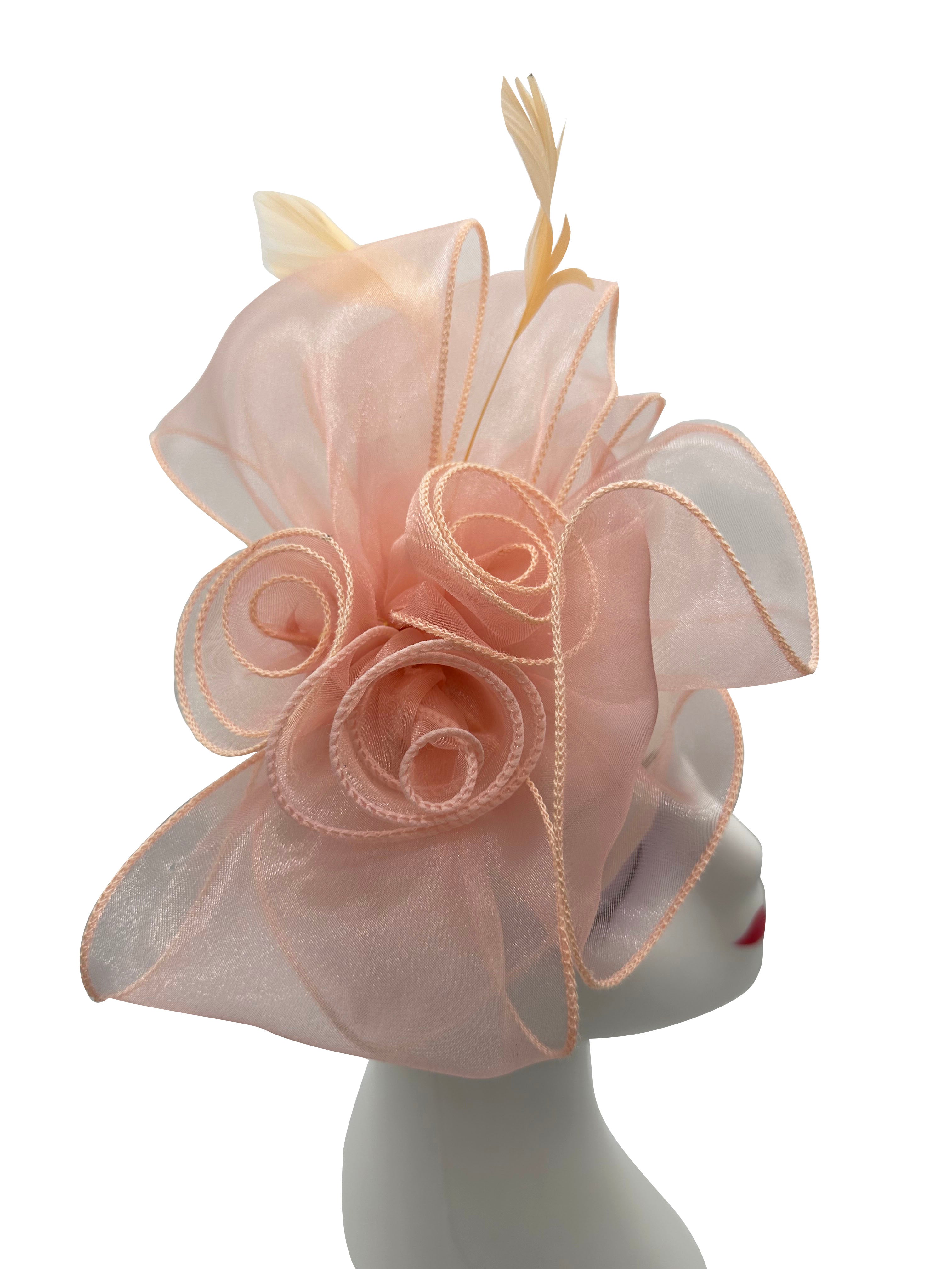 FT3090 Rose Bouquet with Big Bow & Feather Fascinator