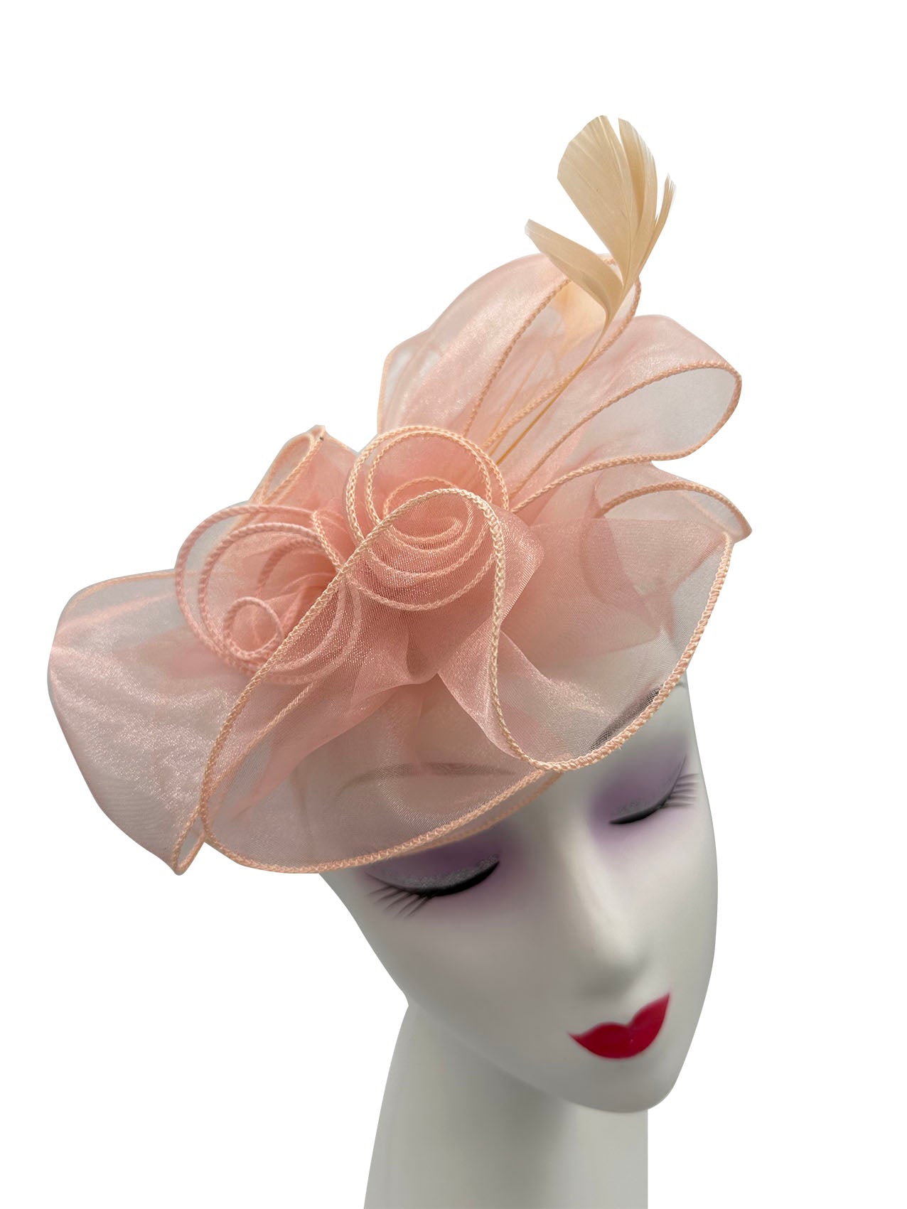 FT3090 Rose Bouquet with Big Bow & Feather Fascinator