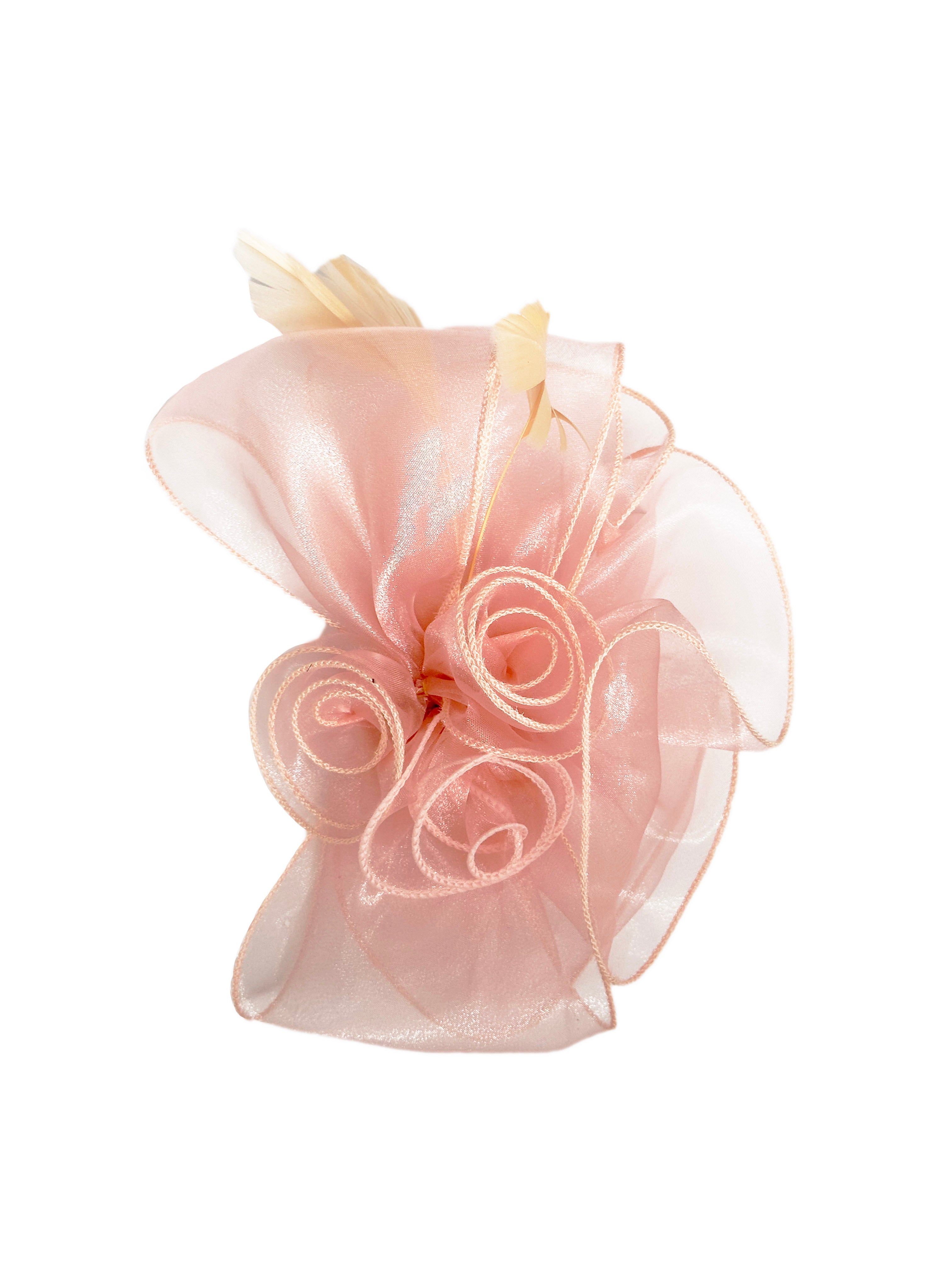 FT3090 Rose Bouquet with Big Bow & Feather Fascinator