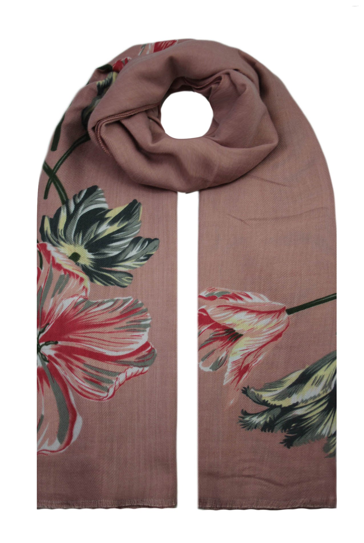 SF19120-75 Vibrant Wool Blend Scarf with Flower Print