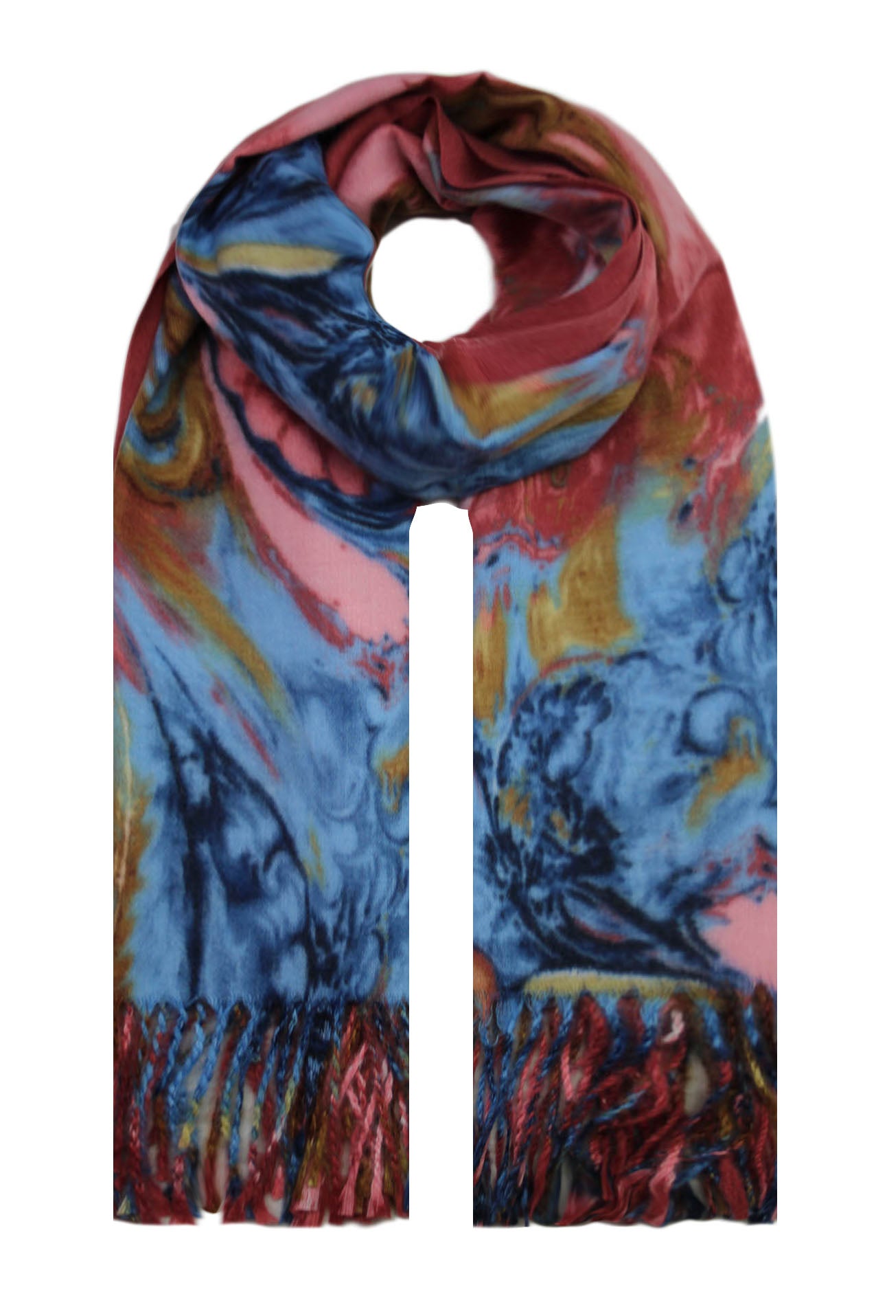 SF19128-78 Marble-Style Colour Print Wool Blend Scarf