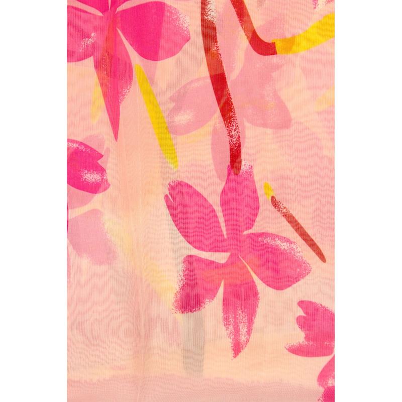 AB1733-74 Pink & Yellow Tropical Print Scarf