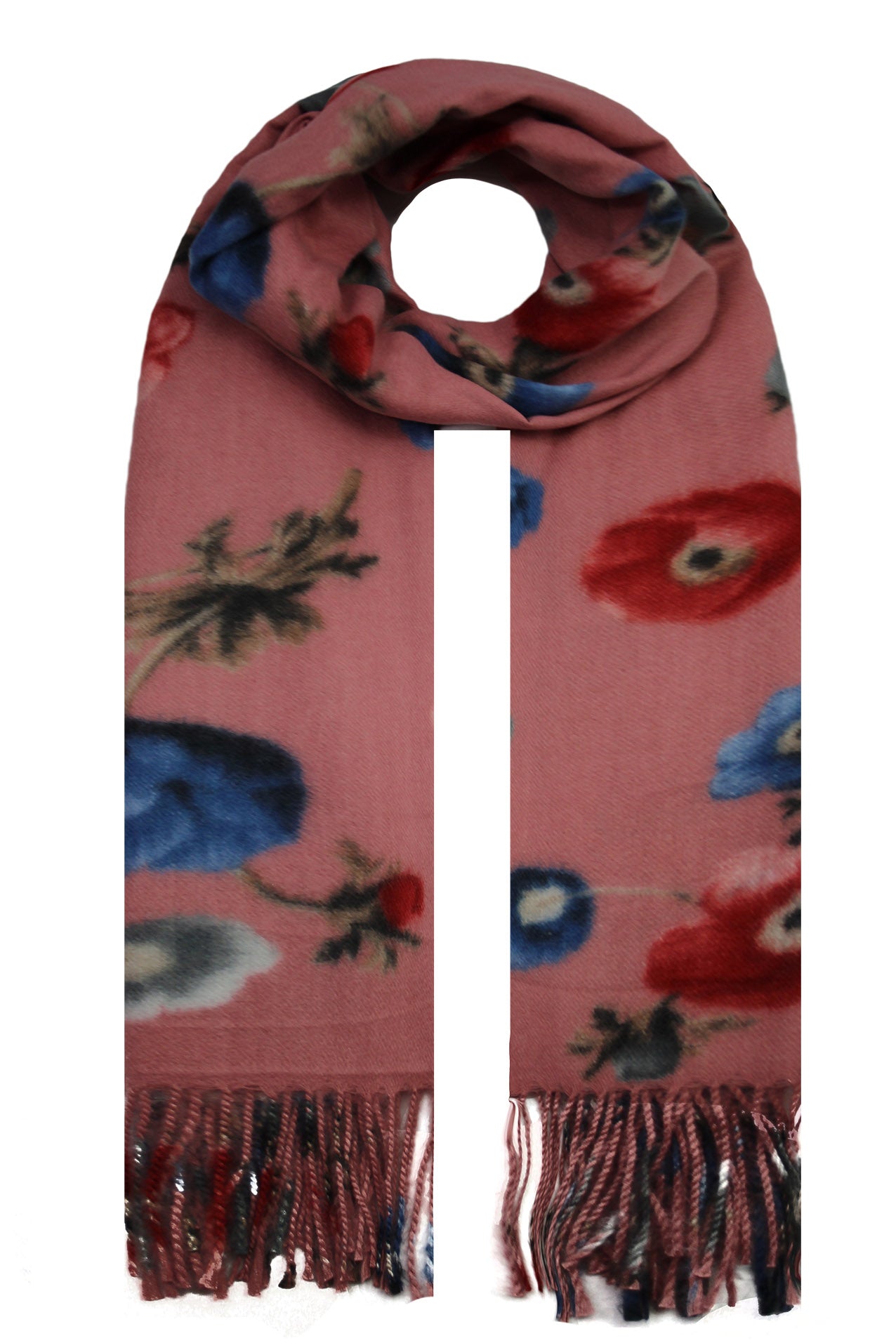 SF19128-79 Bright Flower Print Wool Blend Scarf