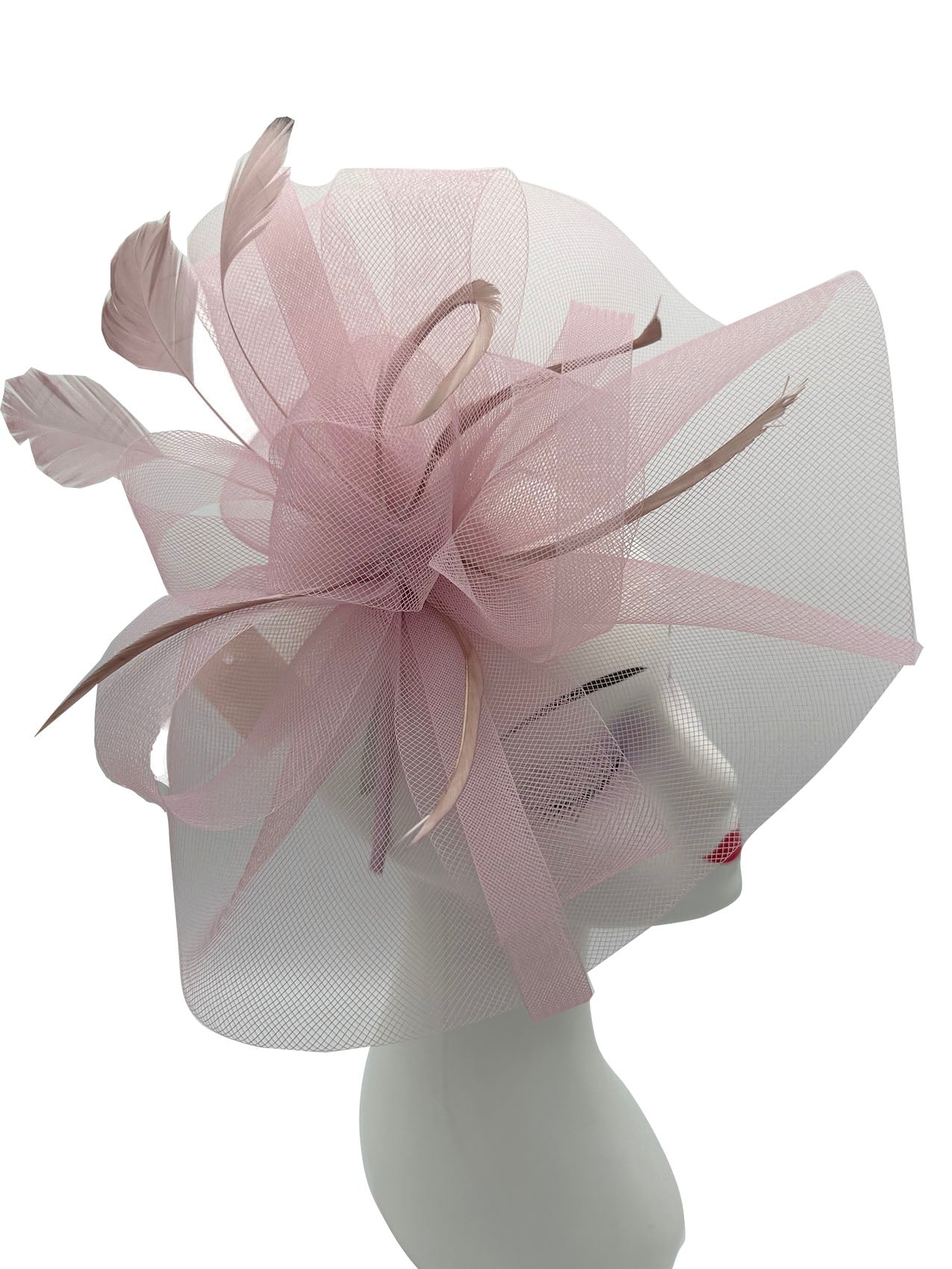 FT3900 Layered Mesh Net Floral Fascinator with Popping Feather