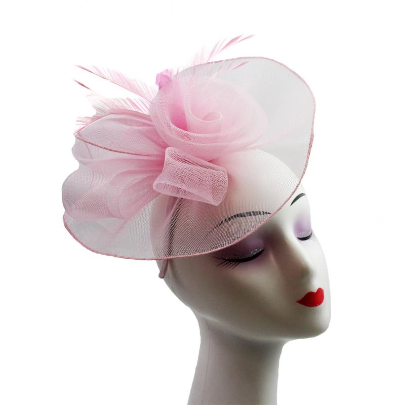 FT9009-031 Rose Fascinator with Feathers