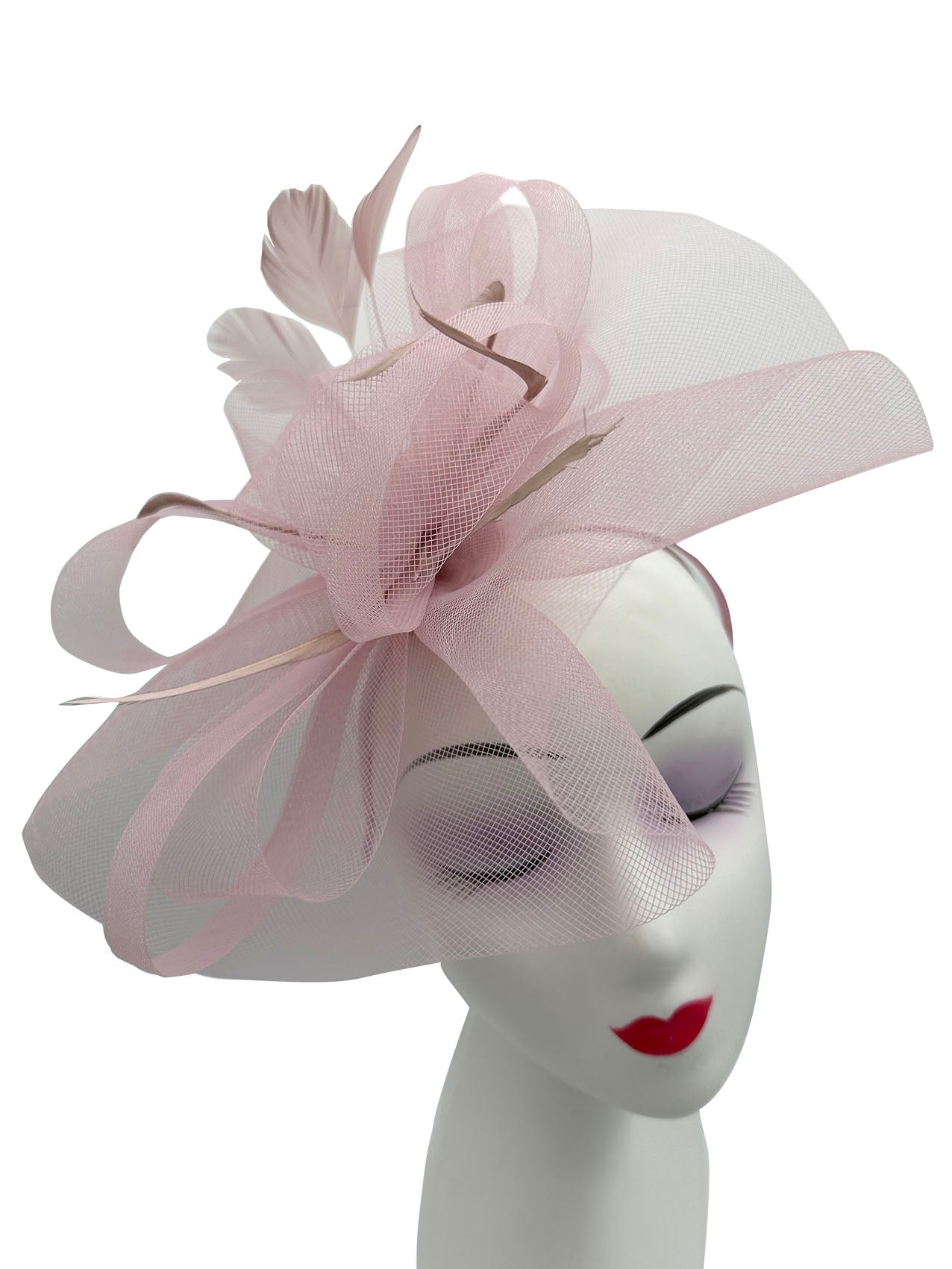 FT3900 Layered Mesh Net Floral Fascinator with Popping Feather