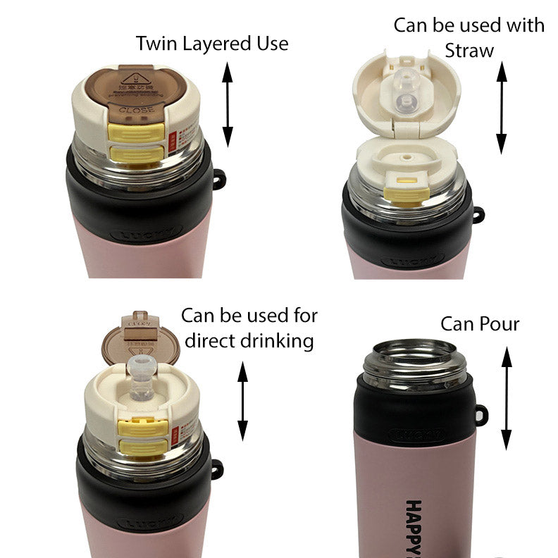 BT25220-2 Colourful Vaccum Cups for Hot & Cold Drinks with Straw
