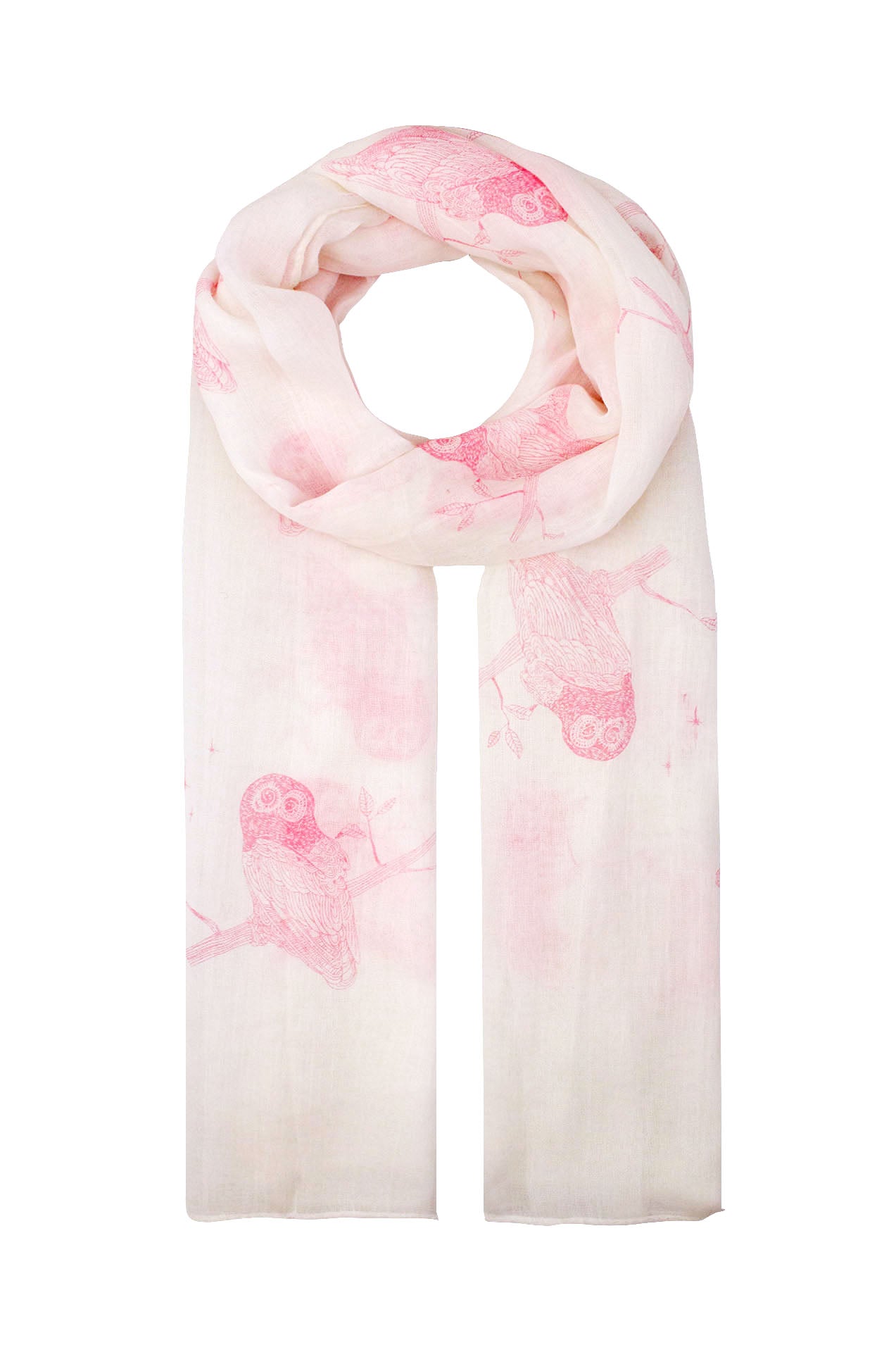 JD1564-1 Large Owl Printed Cotton Scarf