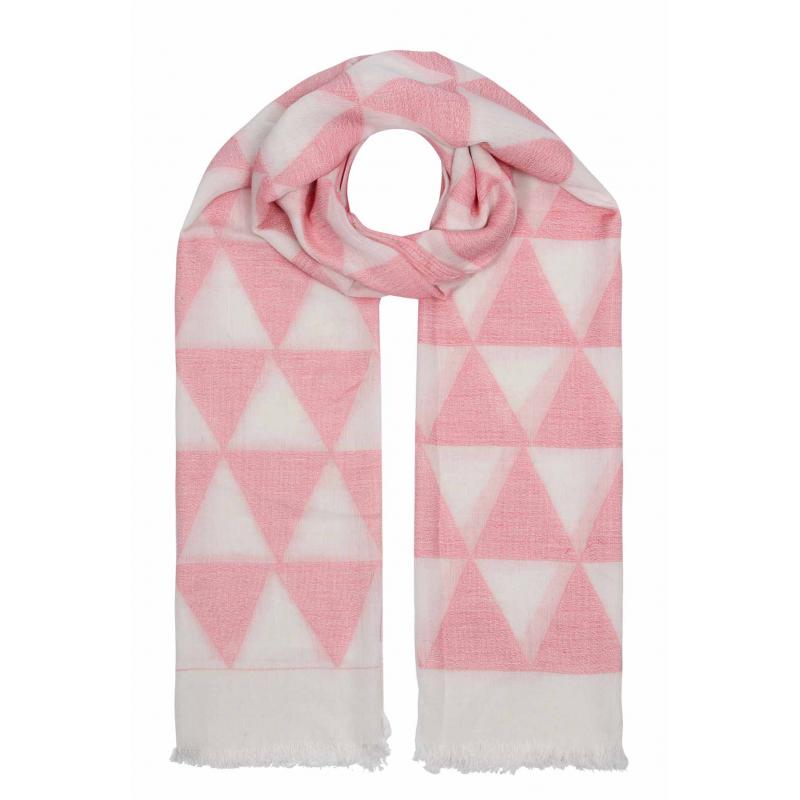 AB1795-68 Viscose Scarf with Triangle Pattern and Frayed Edge